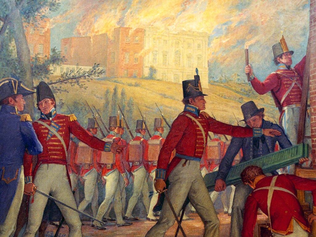 The British Burn the Capitol 1814 by Allyn Cox